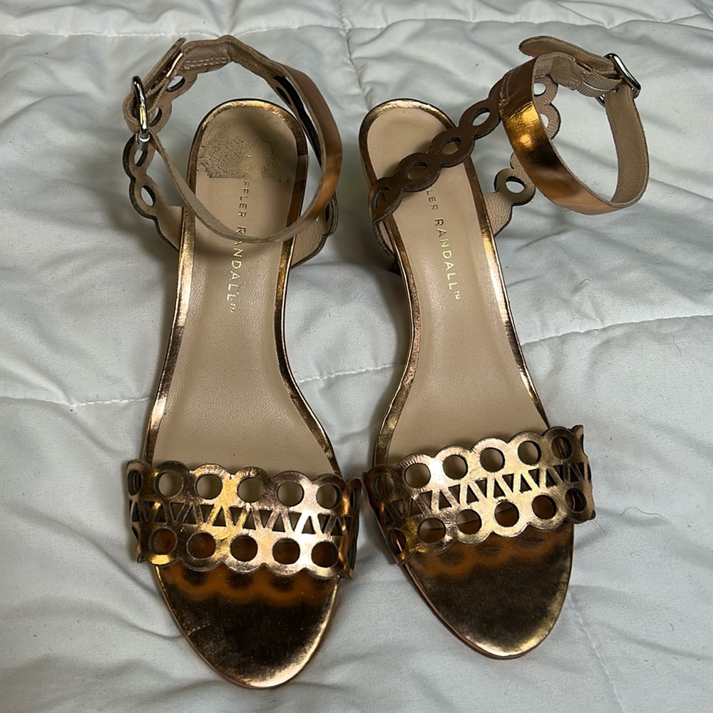 Womens bronze Loeffler Randall sandals pumps. Size 8.